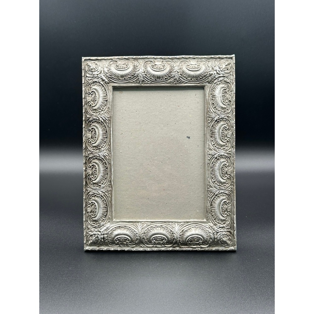 Vintage Silver Tone Ornate Resin Picture Frame 10x7.5 Baroque Style Tabletop